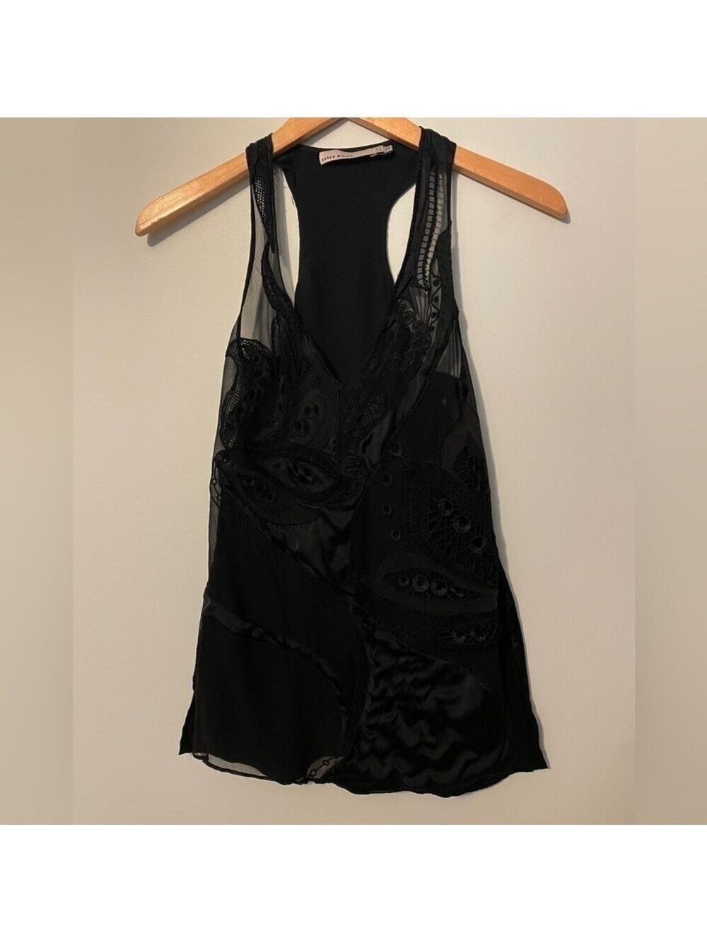 Karen Millen Black Silk Textured Blouse Size 4